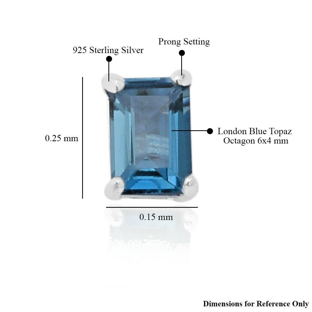 London Blue Topaz Stud Earrings in Sterling Silver 1.38 ctw