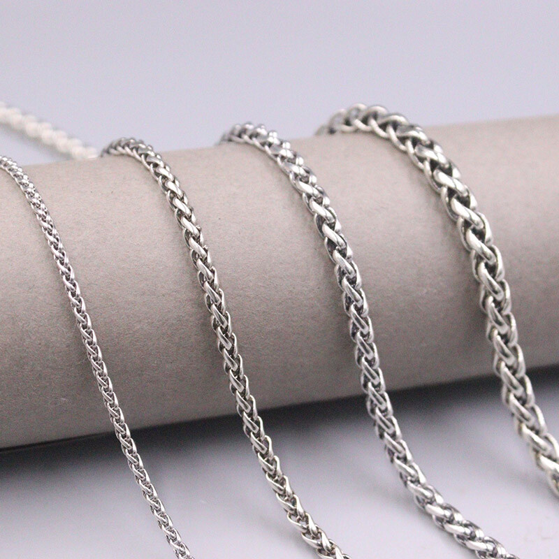 Real Sterling Silver Chain For Men 2mm/3mm/4mm/5mm Wheat Chain Silver Necklace