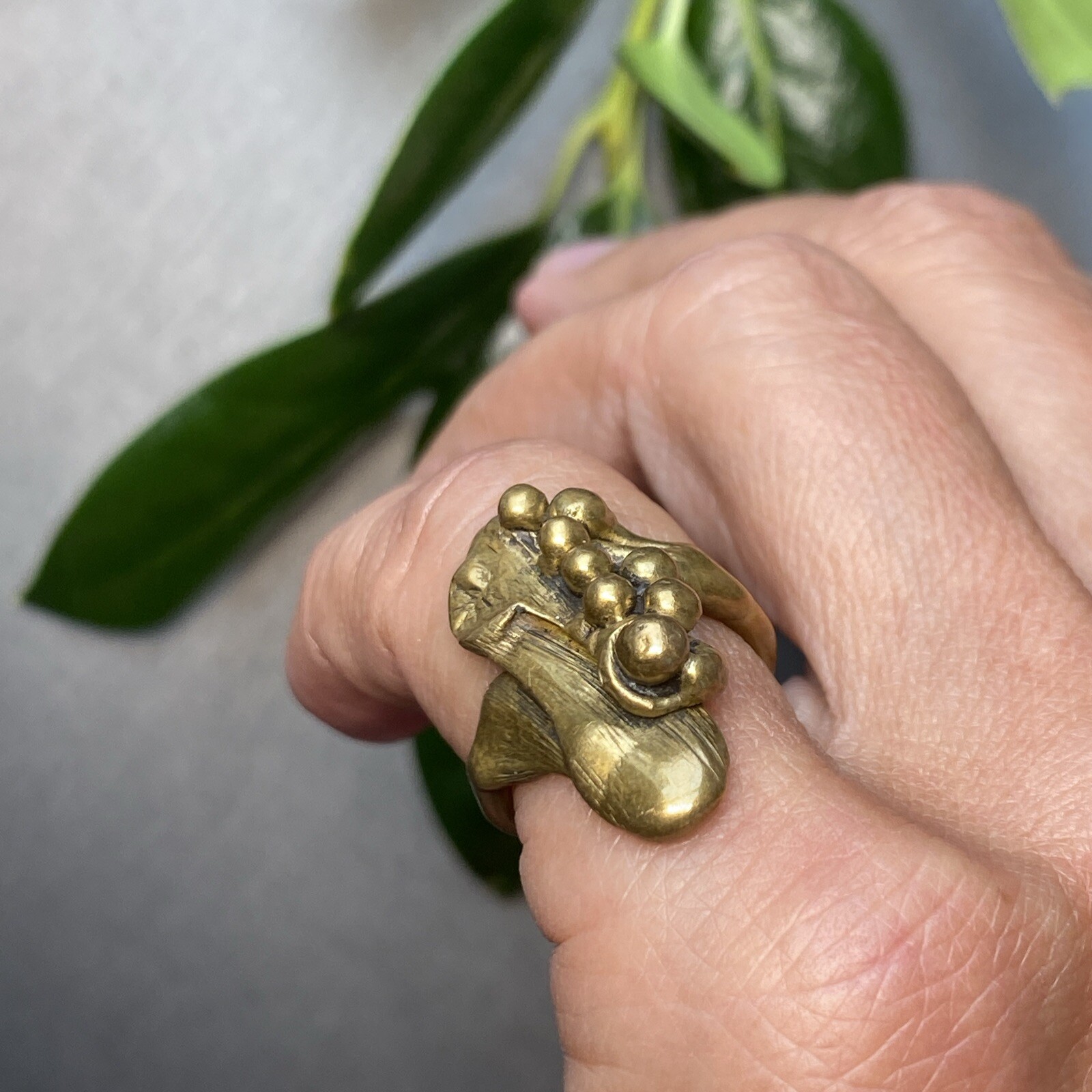 Antique Vintage Art Nouveau Bronze Ring Estate Jewelry Pre-owned Calla Size 4