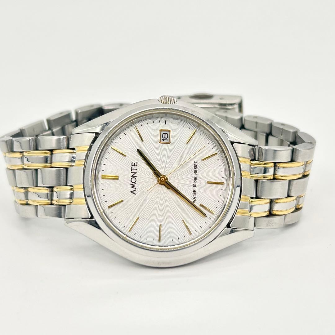 AMONTE Analog Quartz Wristwatch 37mm Silver Stainless Steel Tested Working