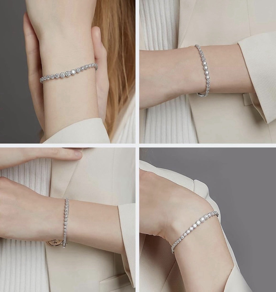Moissanite Tennis Bracelet D Color VVS1 Graduated 3.17ct 6.5INCH 925 Silver Gift