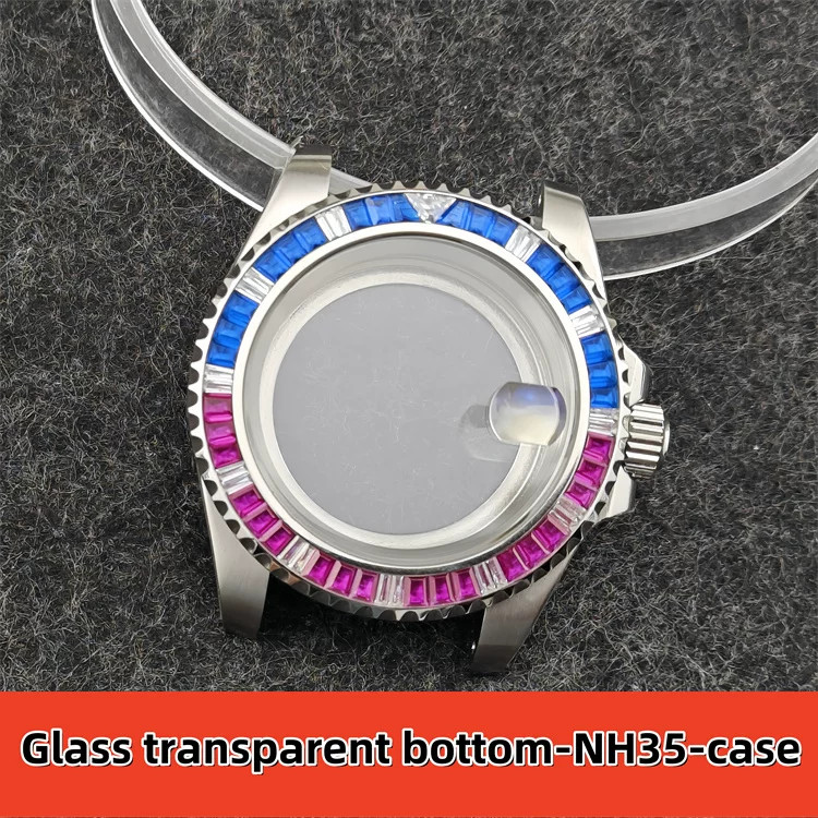 40.5mm Gmt Rainbow Ring Stainless Watch Case Sapphire Glass for Nh34 Nh35 Nh36