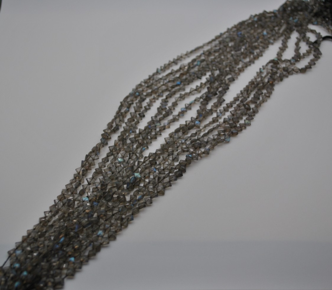 Labradorite Diamond Gemstone Strand with Faceted Stones (No Clasp)