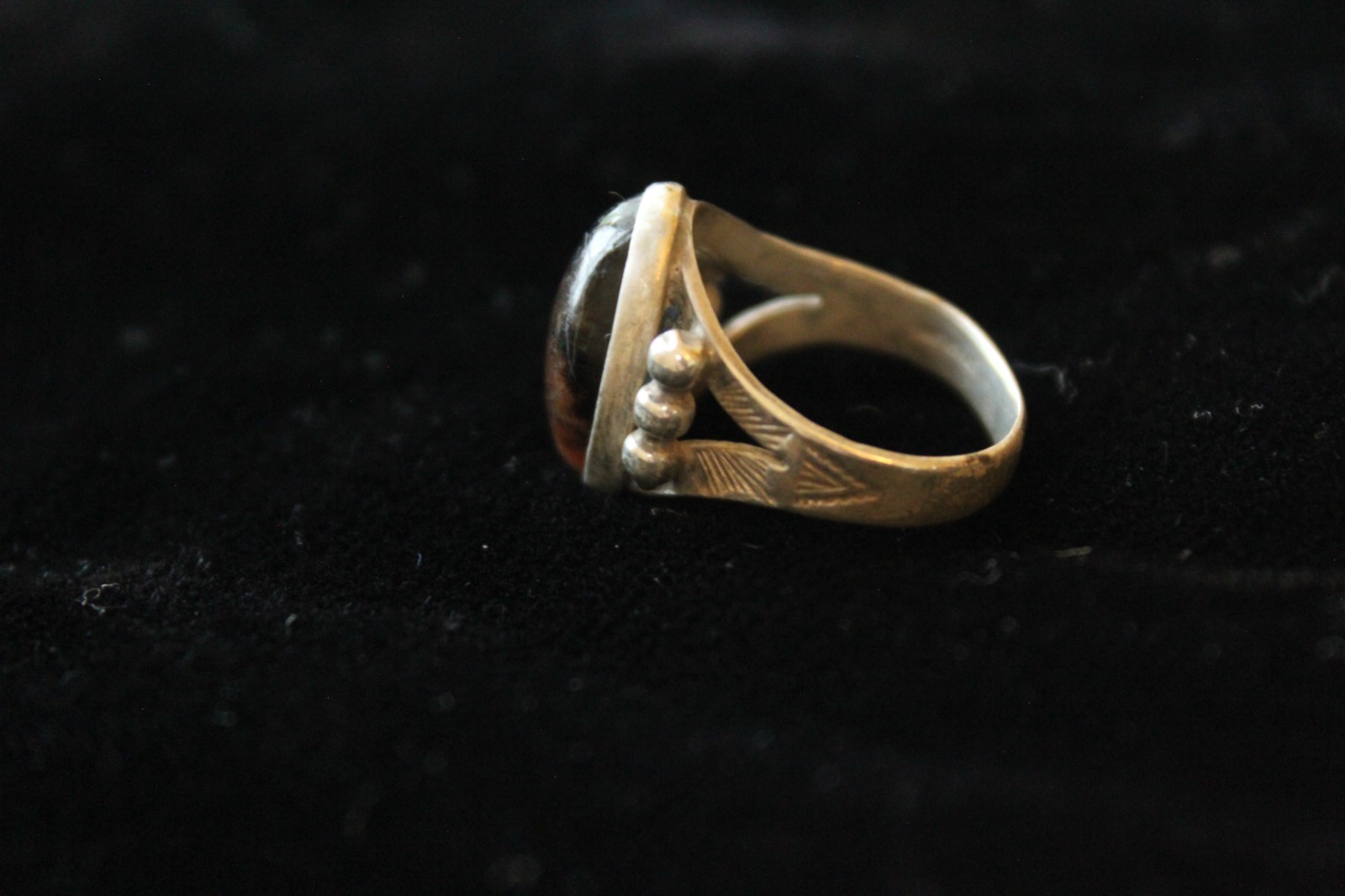 Sterling Silver Agate Vintage Ring