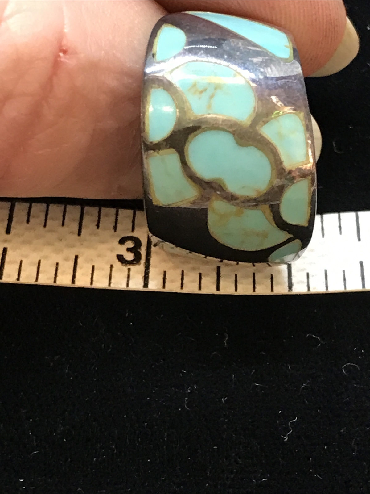 Vintage Native American Sterling Silver Makers Marked Turquoise Ring sz 5.5