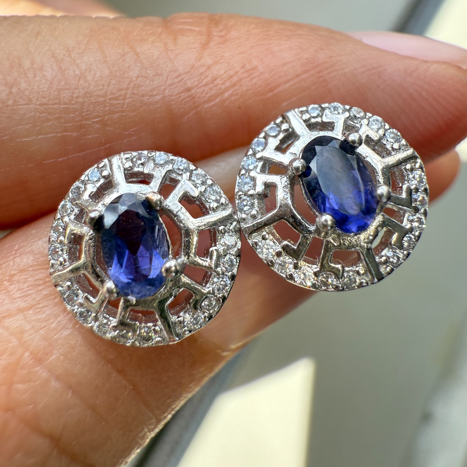 925 Sterling Silver Earrings 5x3mm Natural London Blue Topaz Gemstone Zircon New