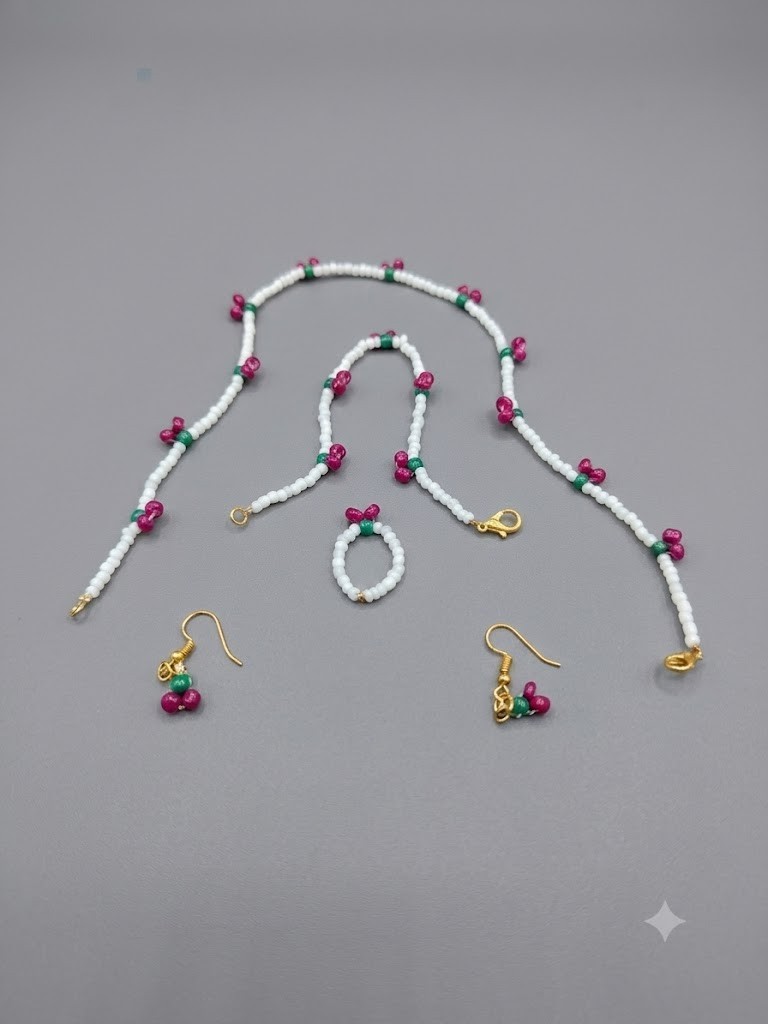 Handmade Cherry Beaded Necklace & Bracelet Set – Cute Aesthetic Gift for Her