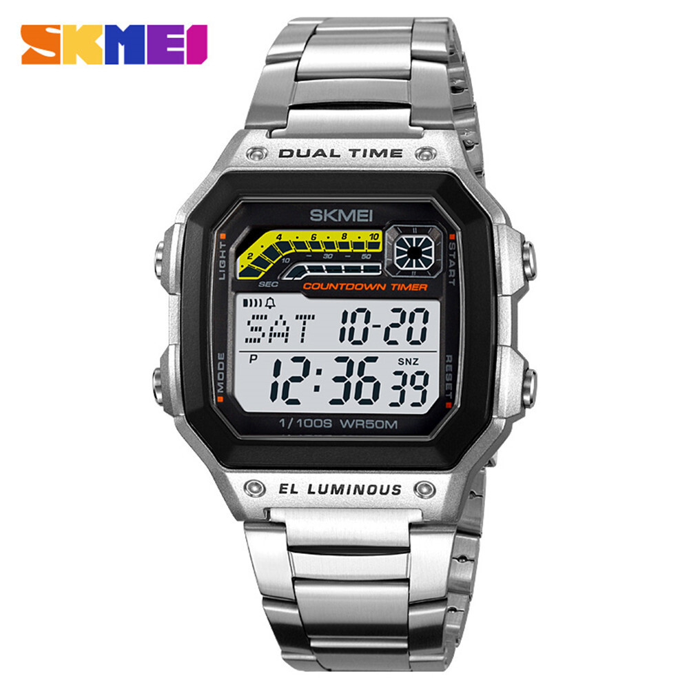 SKMEI Men Digital Watch Weekdate LED Wristwatch Male Steel Countdown Boy Watches
