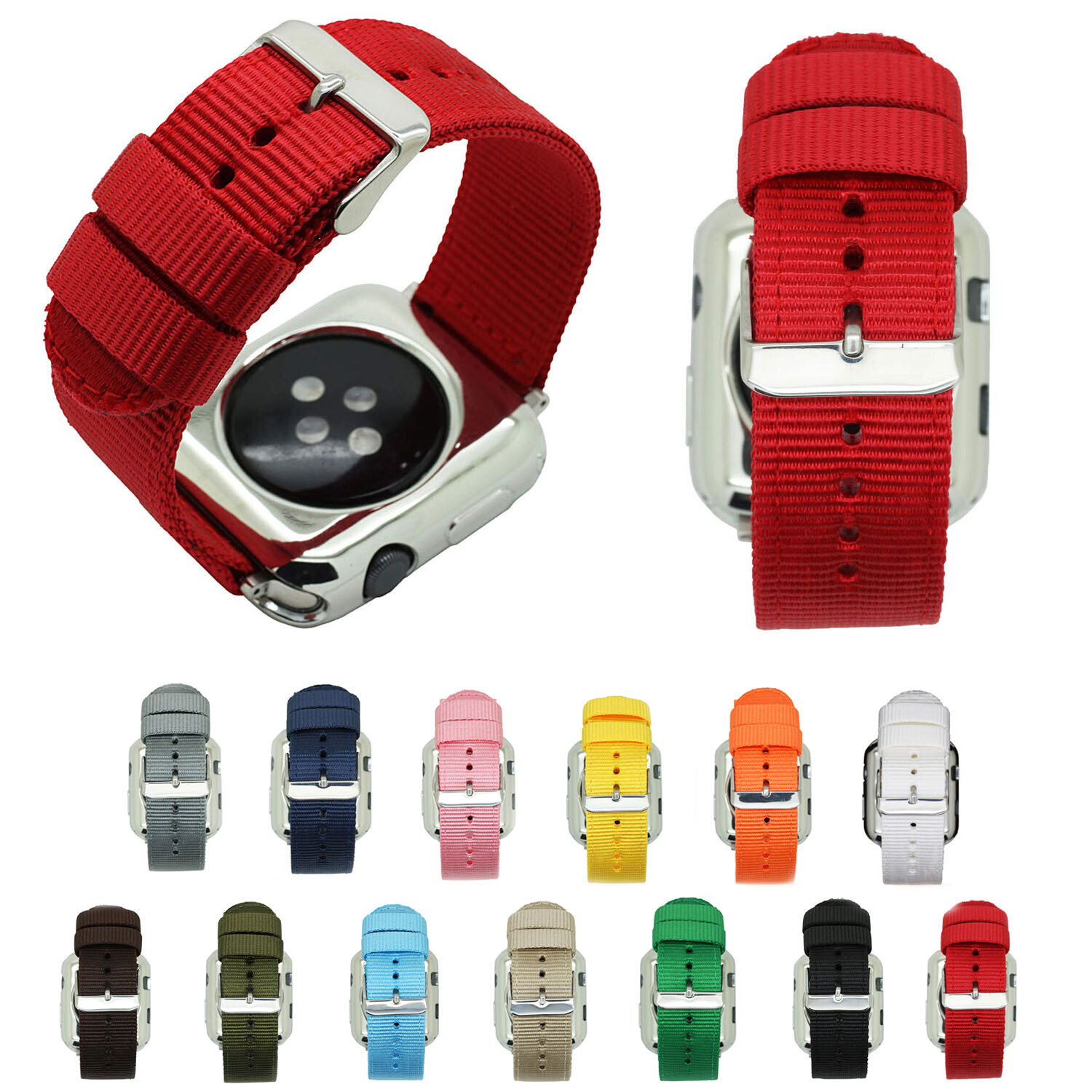 44/40/42/38 Sport Canvas Nylon Fabric Band for Apple Watch Series 5 6 7 8 Strap