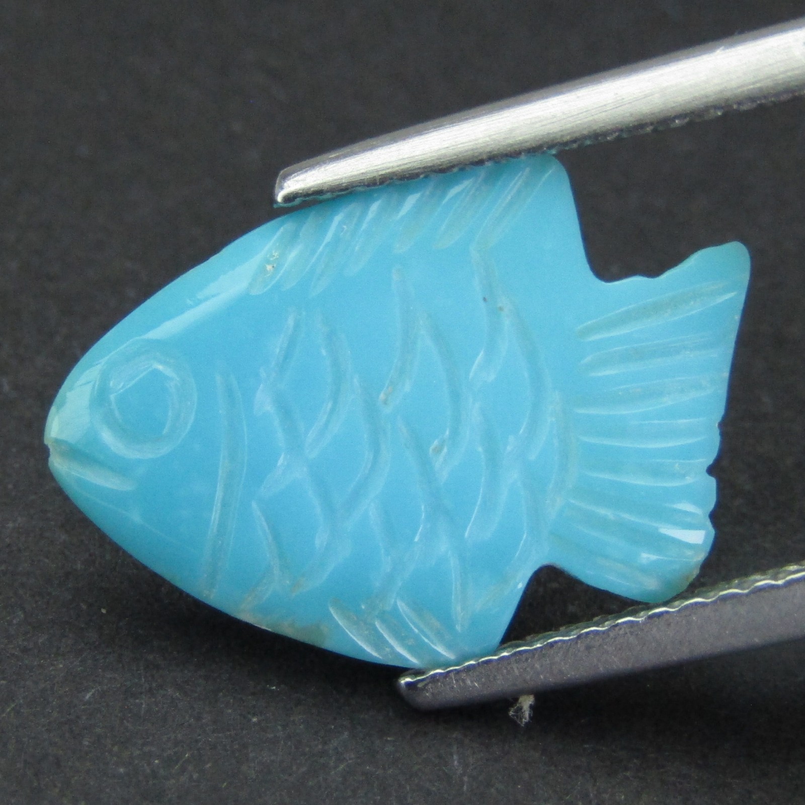 2.88Cts Natural Turquoise 16×12.1×2.9mm Fish Carving Loose Arizona Gemstone–VDO