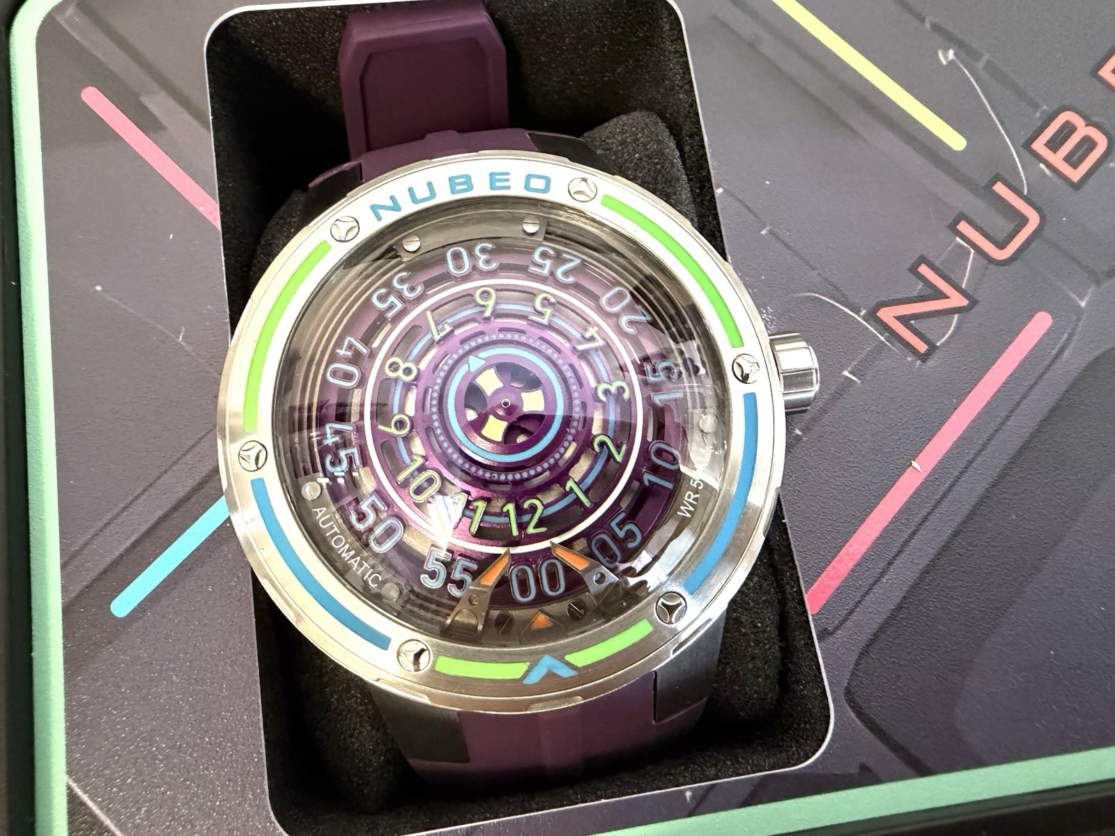 NUBEO Automatic Limited Edition Orbiter Band Planetary Purple NIB 019/100 Watch