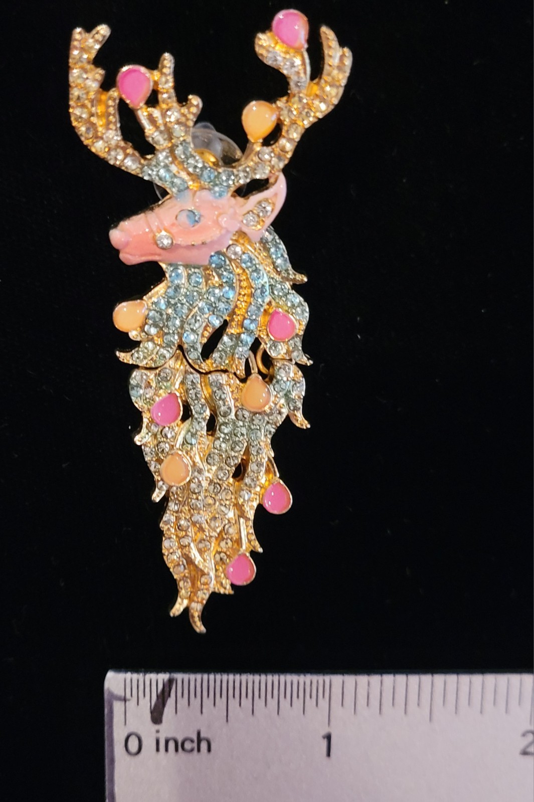 PINK REINDEER DANGLE CRYSTAL CHRISTMAS HOLIDAY GOLD EARRINGS NEW In Gift BOX
