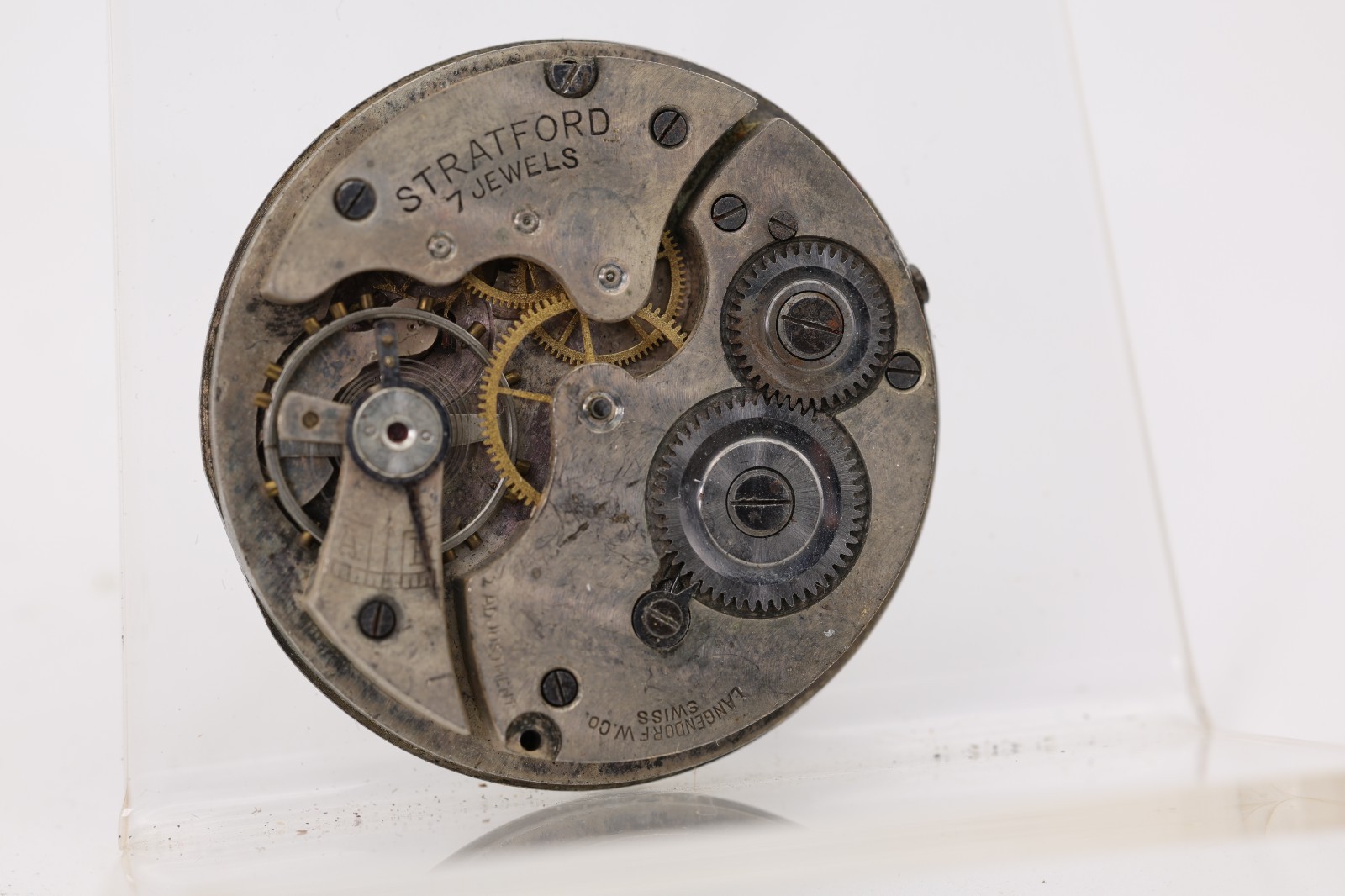 STRATFORD LANGENDORF 7j POCKET WATCH MOVEMENT 39.7mm FOR REPAIR (FG)