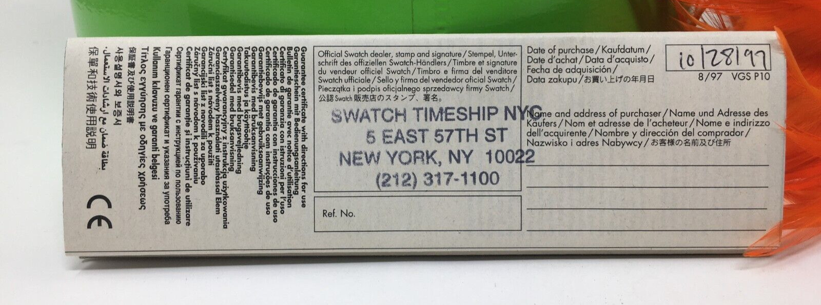 Vintage Swatch Orange Feather Pop Watch PMZ105 w/Case and New Battery