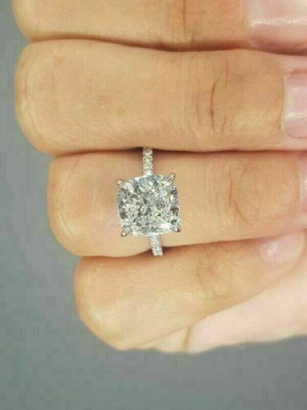 1.50 Ct Cushion Cut Lab-Created Diamond Wedding Ring 14K White Gold Over