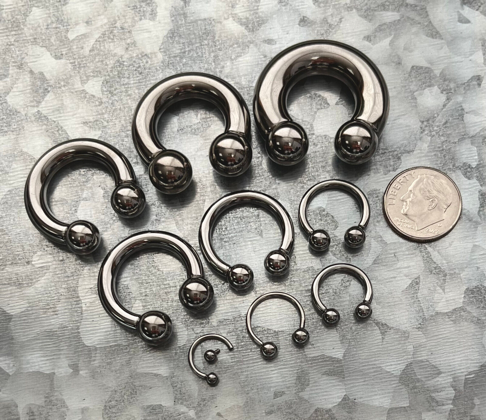 1pc Surgical Steel Circular Horseshoe Barbell with Ball Lip Septum 18G thru 00g