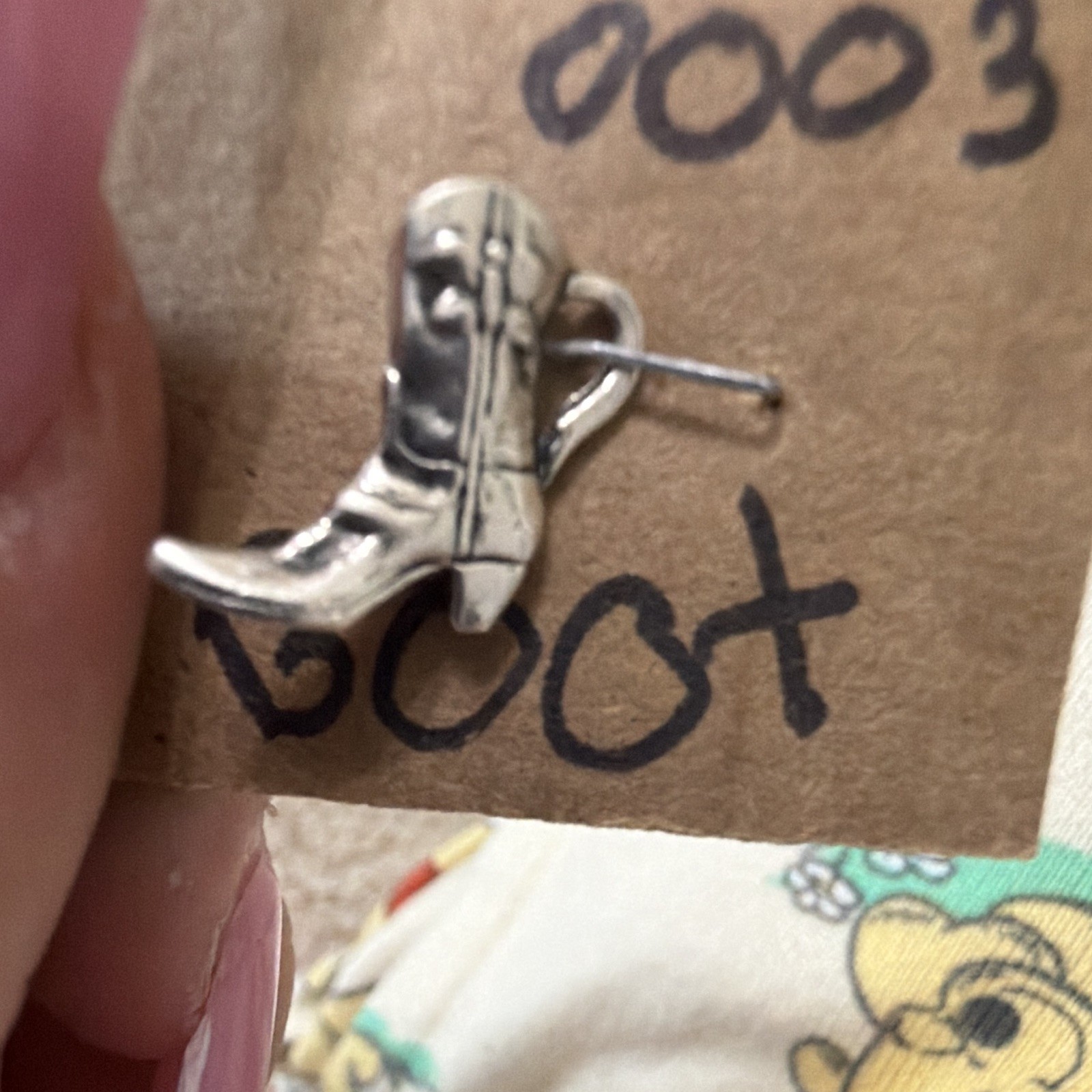 Vtg Sterling Silver Western Cowboy Boot Charm 3D Texas NEW JUMP RING 925 Vintage