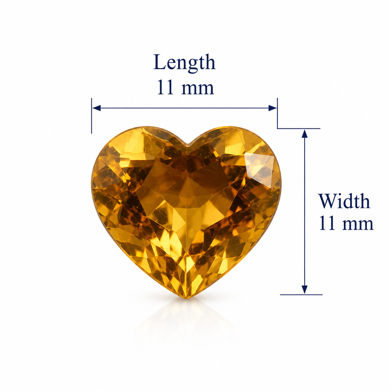 Natural Citrine 11 MM Heart Faceted Cut 4 Pcs Lot Yellow Gemstone 15.56 Cts.