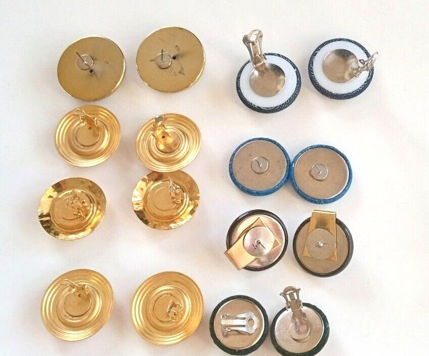 Vintage 13 pairs fabric faux leather silk velvet pierce clip on earrings lot