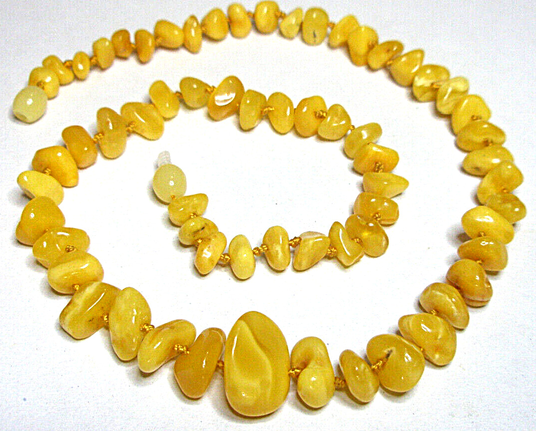 Genuine Baltic Amber Necklace Polished Egg Yolk Butterscotch 46 cm – 18 inch