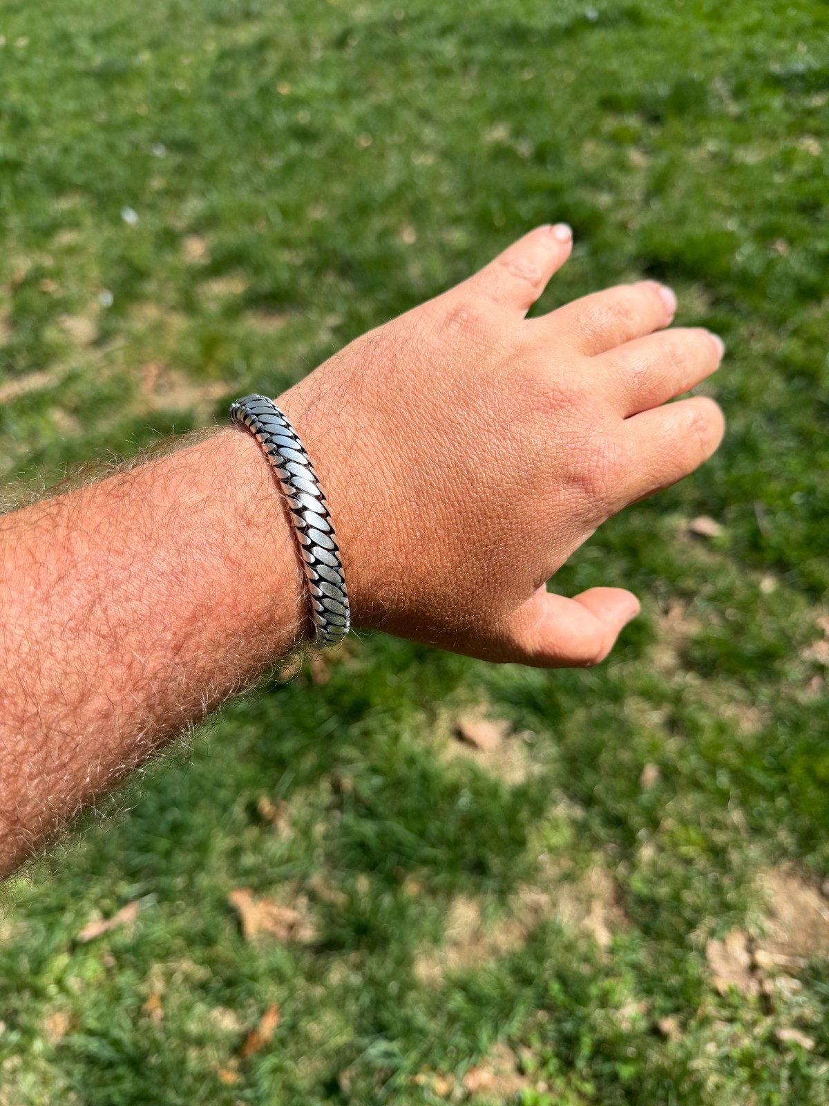 Custom 3 Link Miami Cuban Python Bracelet 12mm Real 925 Silver Oxidized Finish