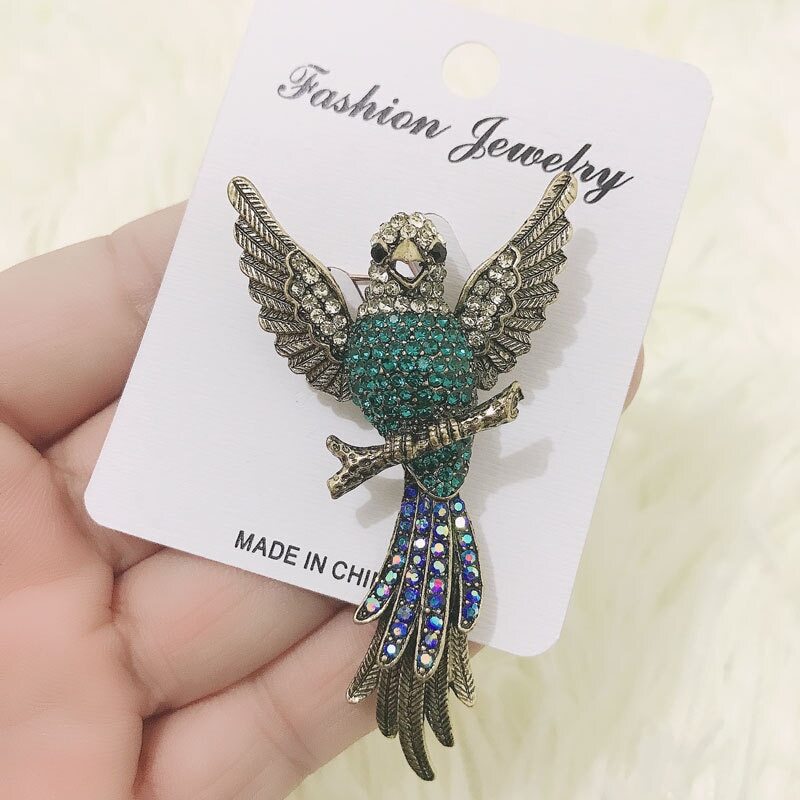 Rhinestone Fashion Bird Brooches For Women Parrot Pin Bid Brooch Vintage Style