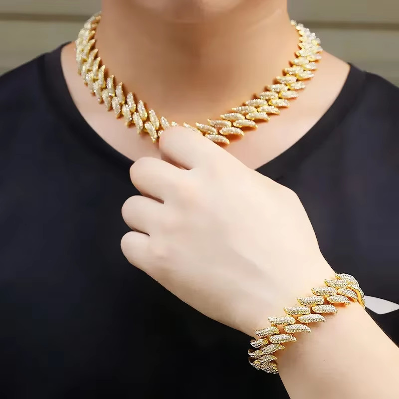 Diamond Cuban Bracelet Necklace Ice Crystal Full Diamond Hip Hop Jewelry Access