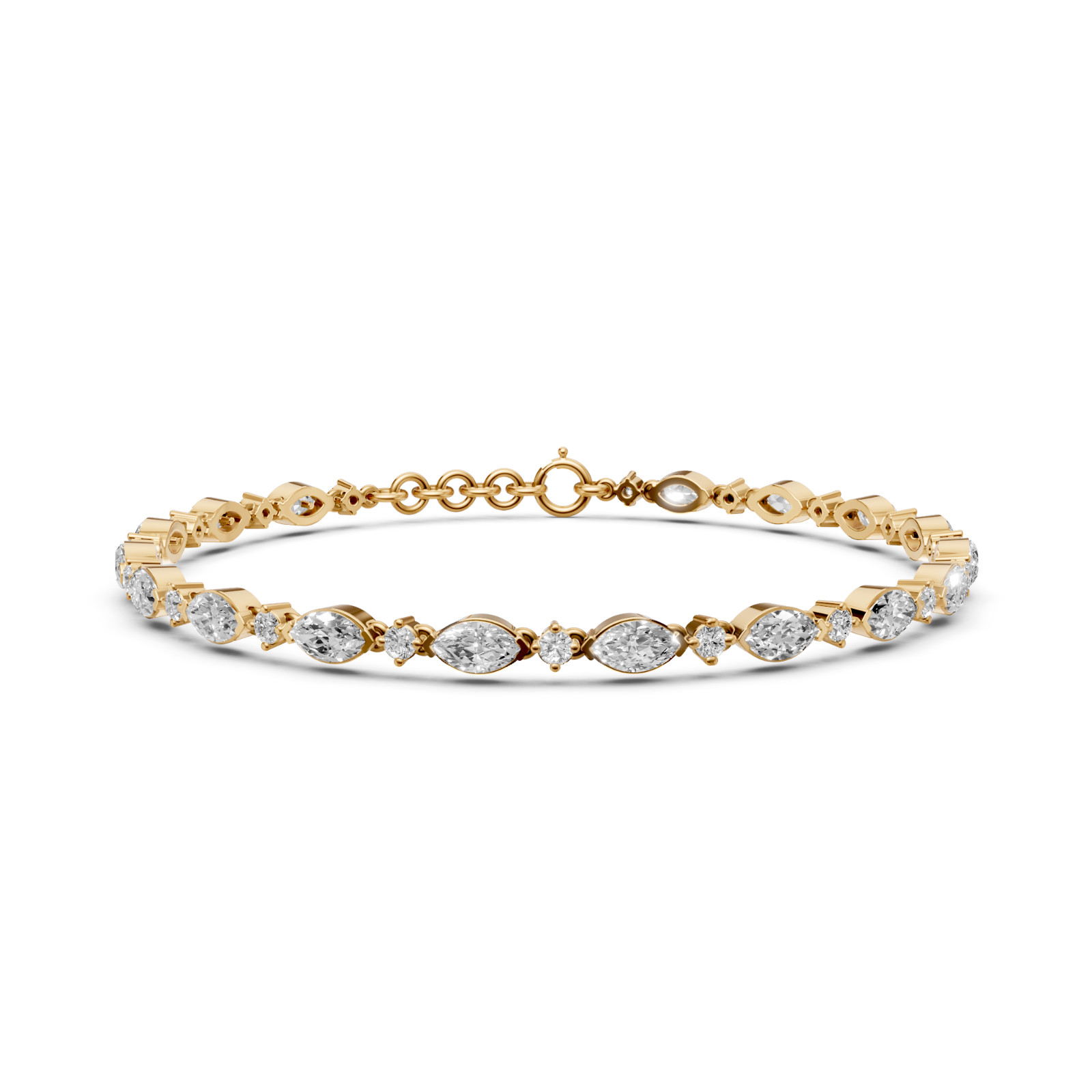Station Chain Tennis Bracelet Marquise & Round Lab Grown Diamond