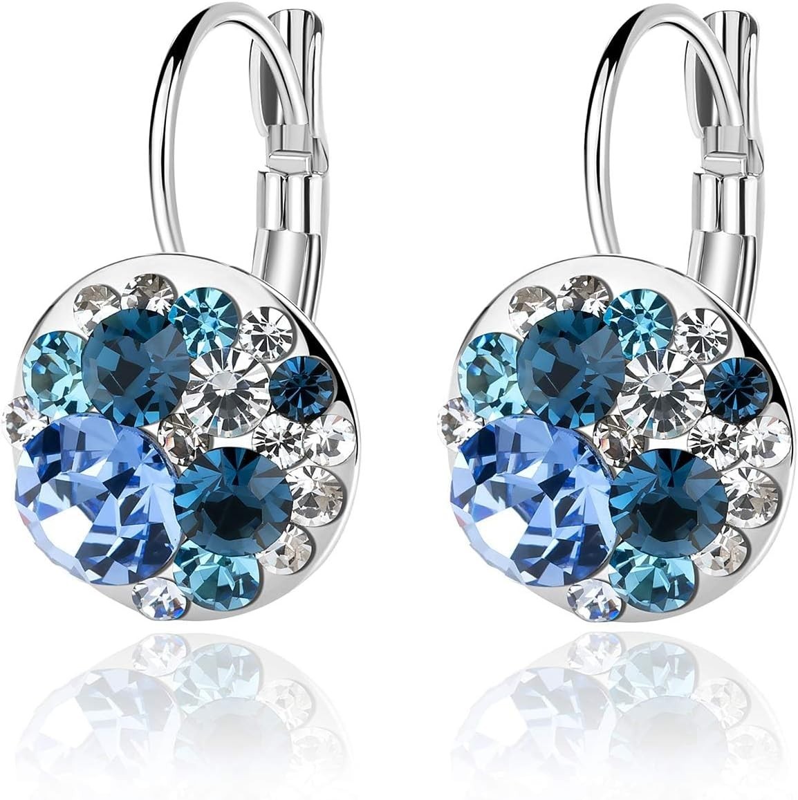 Stunning Dangle Earrings with Multicolor Austrian Crystals – Gift Box Included