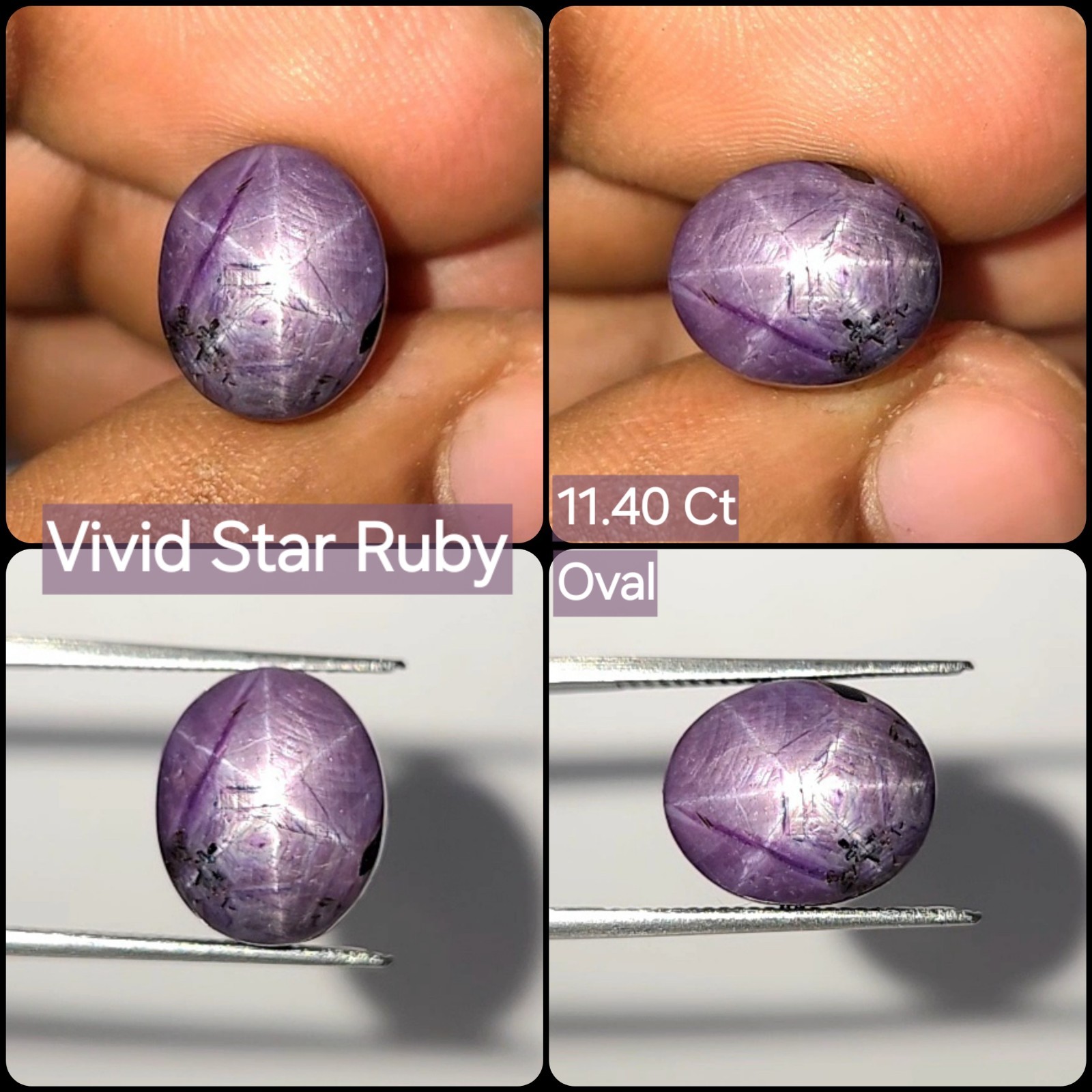 Natural Star Ruby Cabochon 11.40 ct Pink Oval untreated loose gemstone