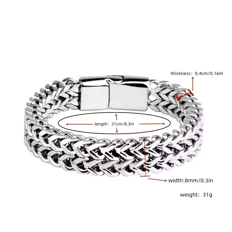Stainless Steel Braided Double Row Front Rear Fish Scale Alloy Magnetic Bracelet