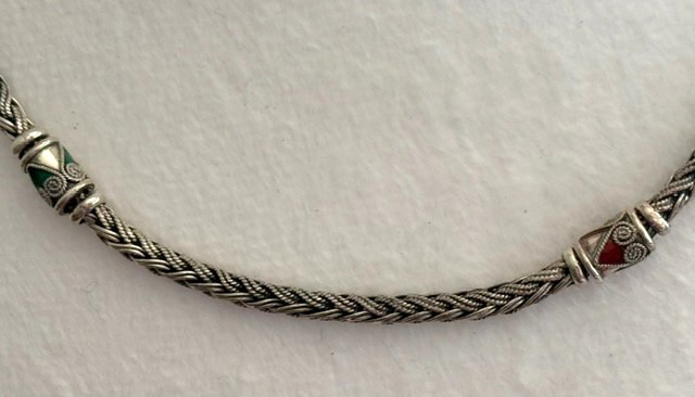 VTG U450 925 Sterling Silver Snake Chain Blue Red Green Enamel Pendant L 19″ 45g