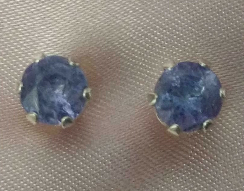 5.5mm TANZANITE PETITE ROUND STUDS -SET IN .925 STERLING SILVER- over 1.25ctw