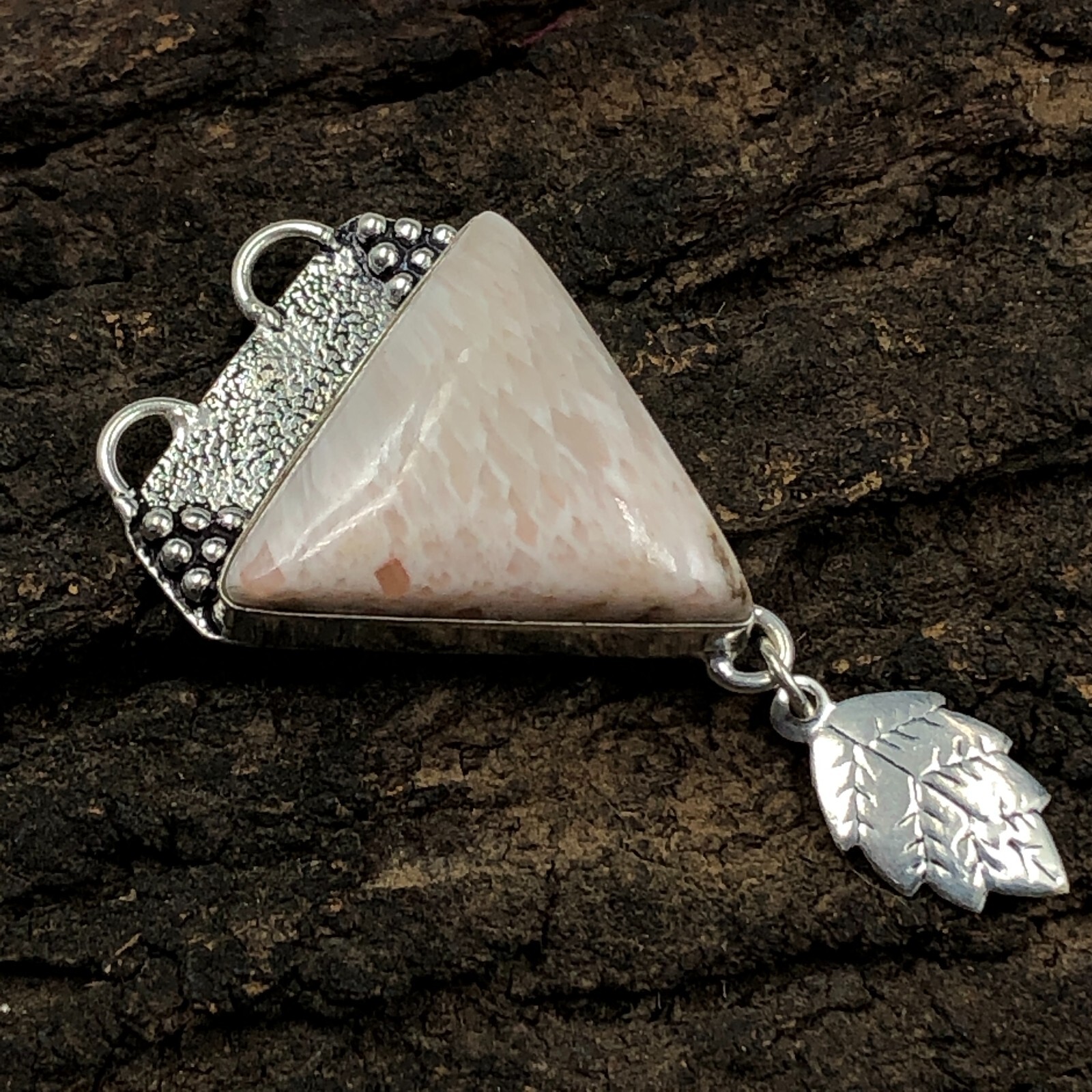 Gift For Women Jewelry Natural Pendant Sterling Silver Orange Scolecite 2.36″