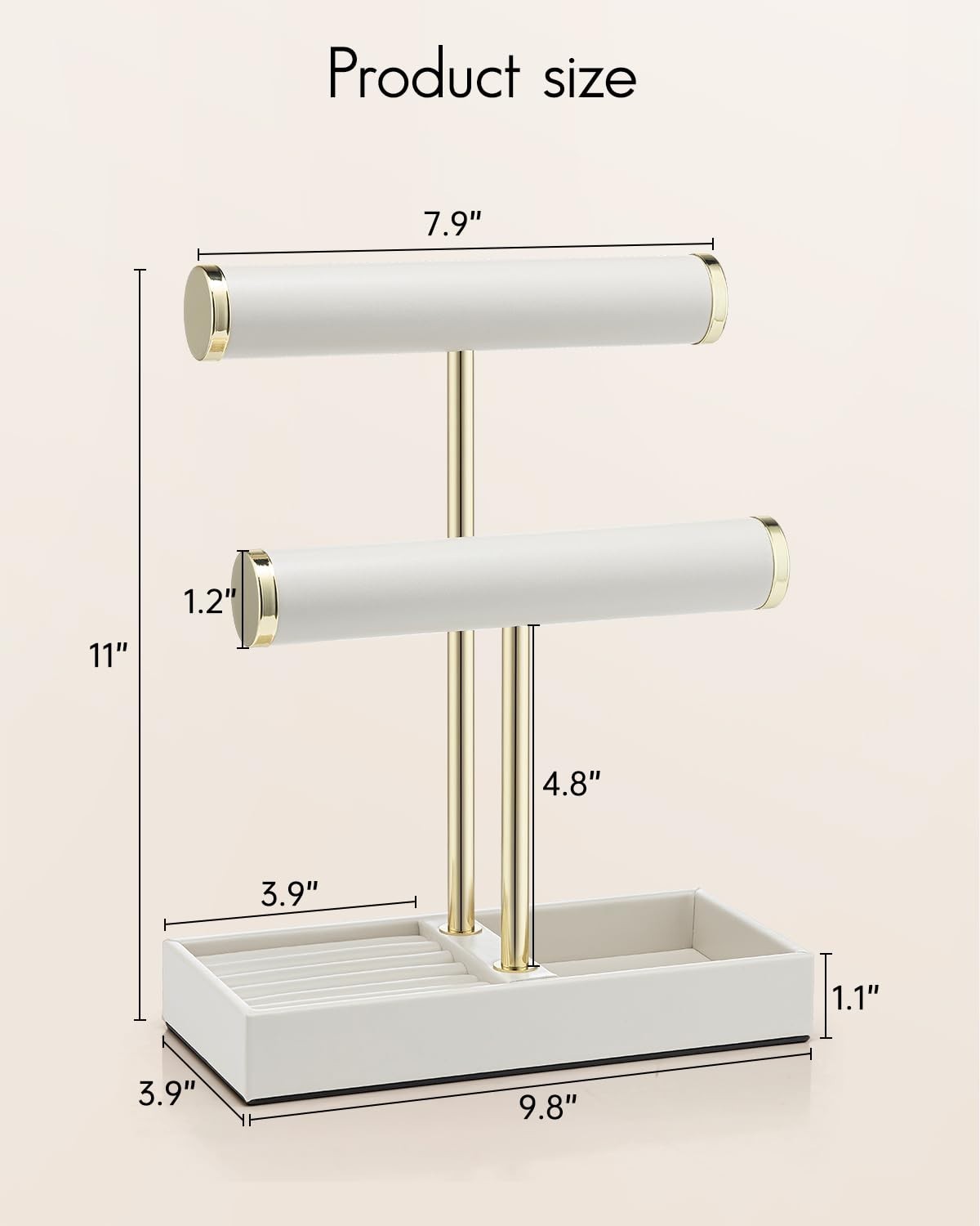 2 Tier Leather Jewelry Organizer Stand – Bracelet, Necklace, Ring & Earring Hold