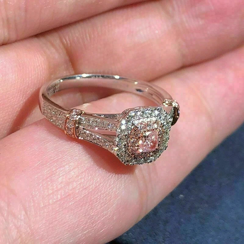 2.30Ct Lab Created Round Pink Sapphire Precious Wedding Ring 14K White Gold Ove
