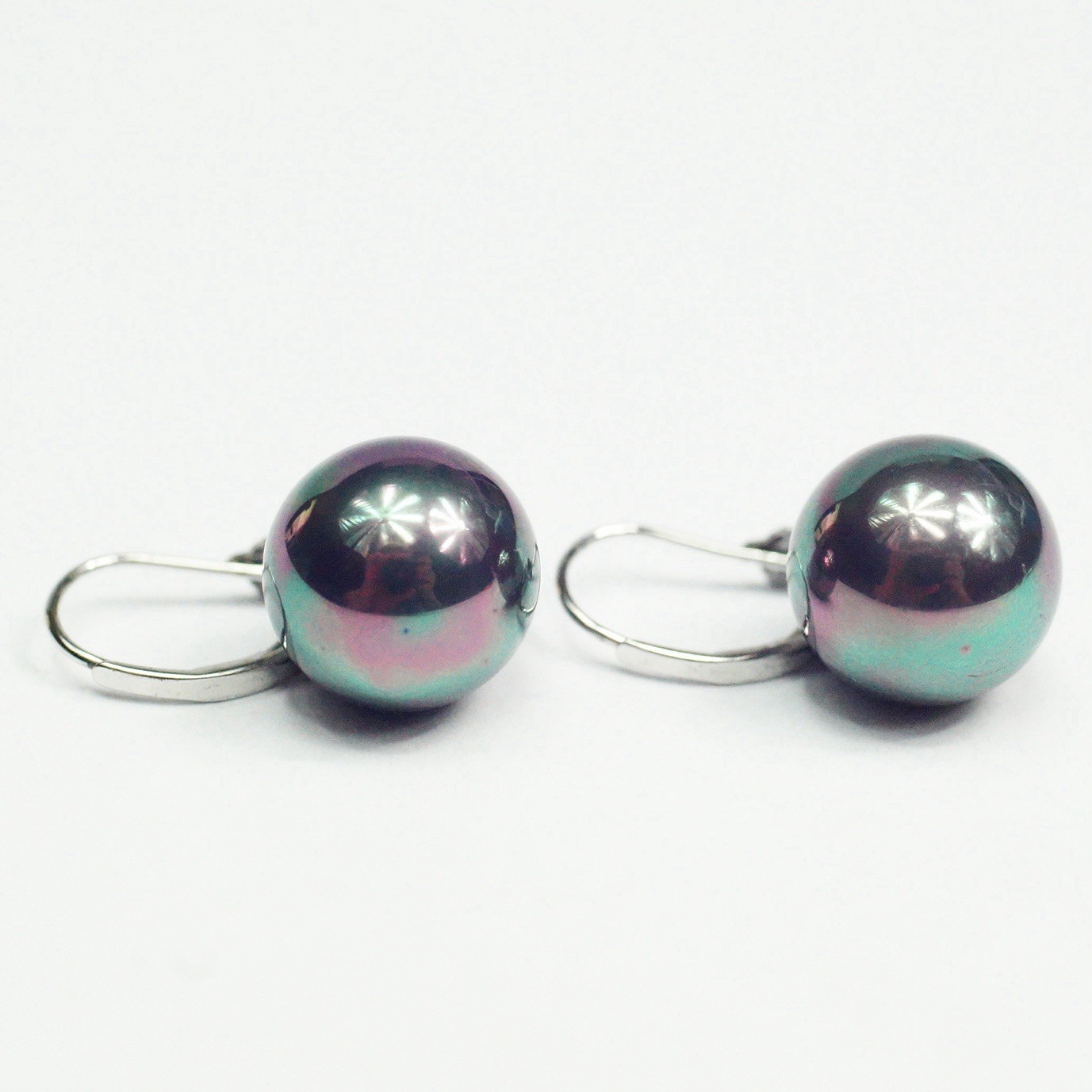 Lucoral Sterling Silver 12.2 mm Imitation Black Pearl Leverback Earrings