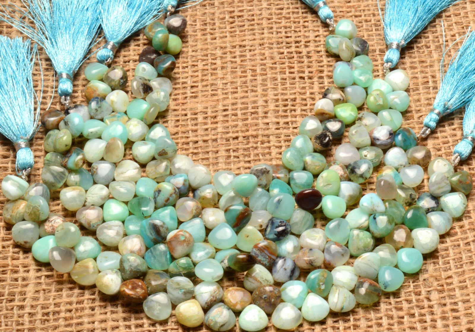 Green Peru Opal Gem 9.5 mm Size Smooth Heart Shape Beads 8″ Strand