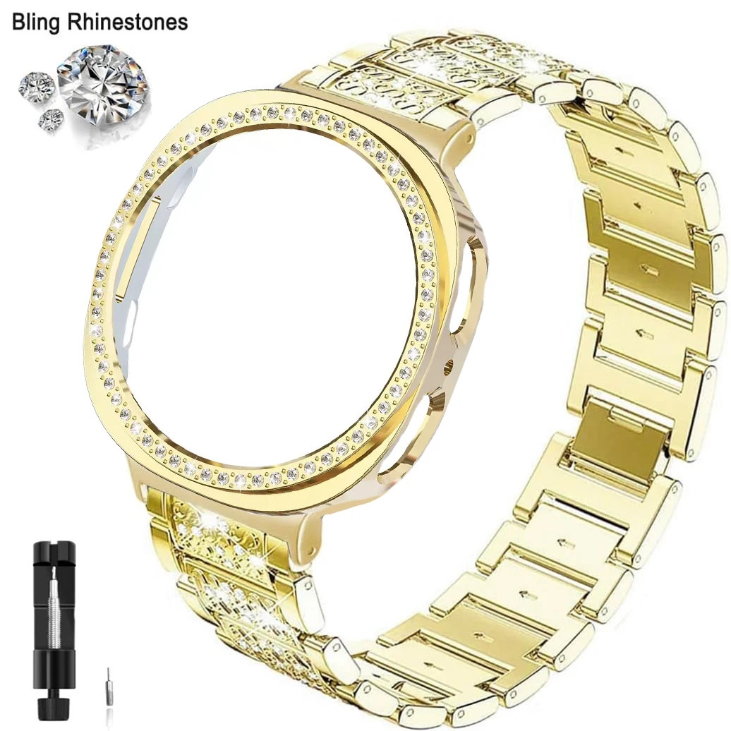 Case+Bling Metal Watch Band For Samsung Galaxy Watch 9 40/44mm Women Wrist Strap