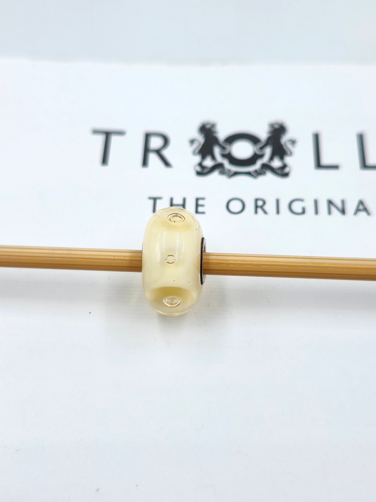 Authentic Trollbeads Beige Bubbles Cream Sterling Silver Bead Charm RETIRED
