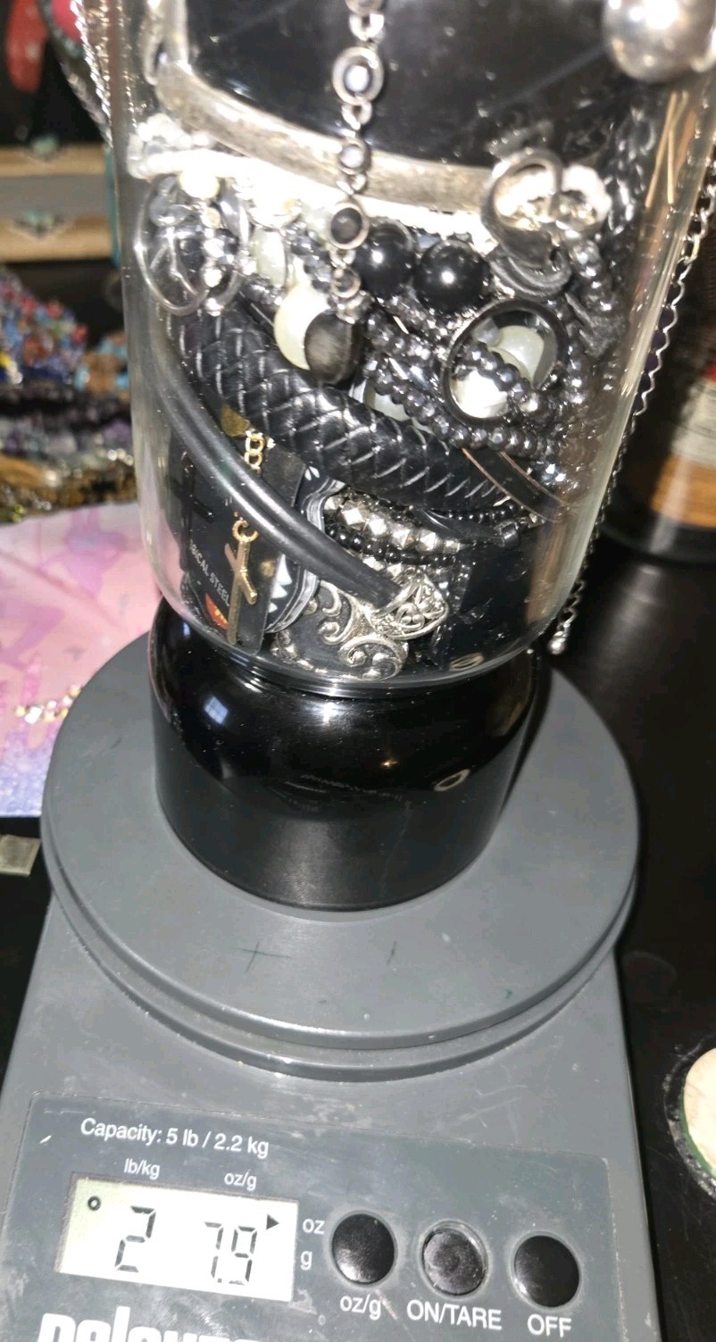 Goth Black☠️ Emo Gems~Mystery Jewelry Jar~All Wearable Pieces/Packed Full