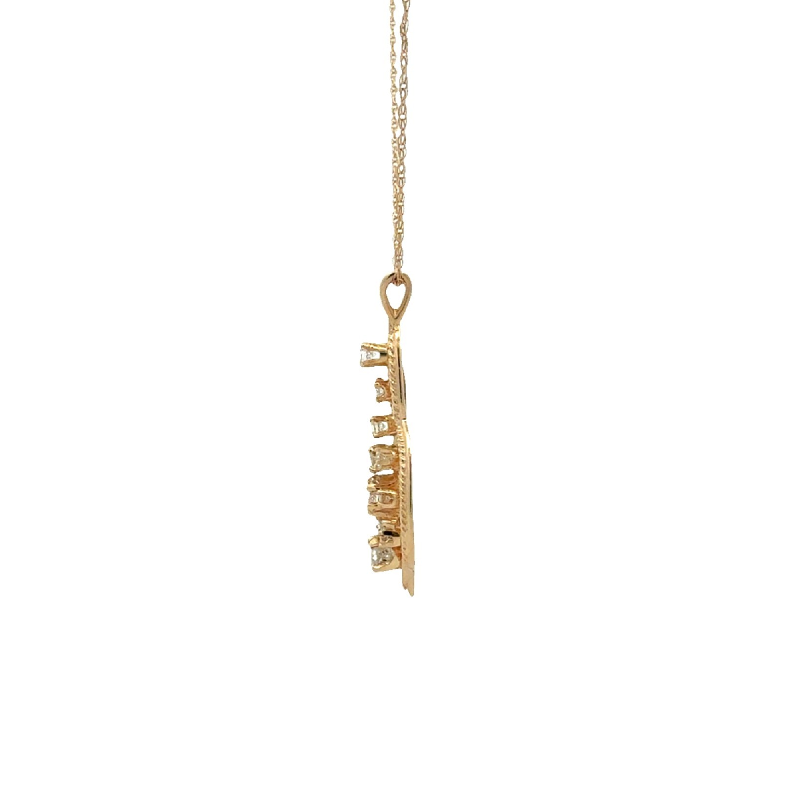 Paul Finelt 14k Yellow Gold Filigree and 0.57ctw Diamond Teardrop Necklace 18″