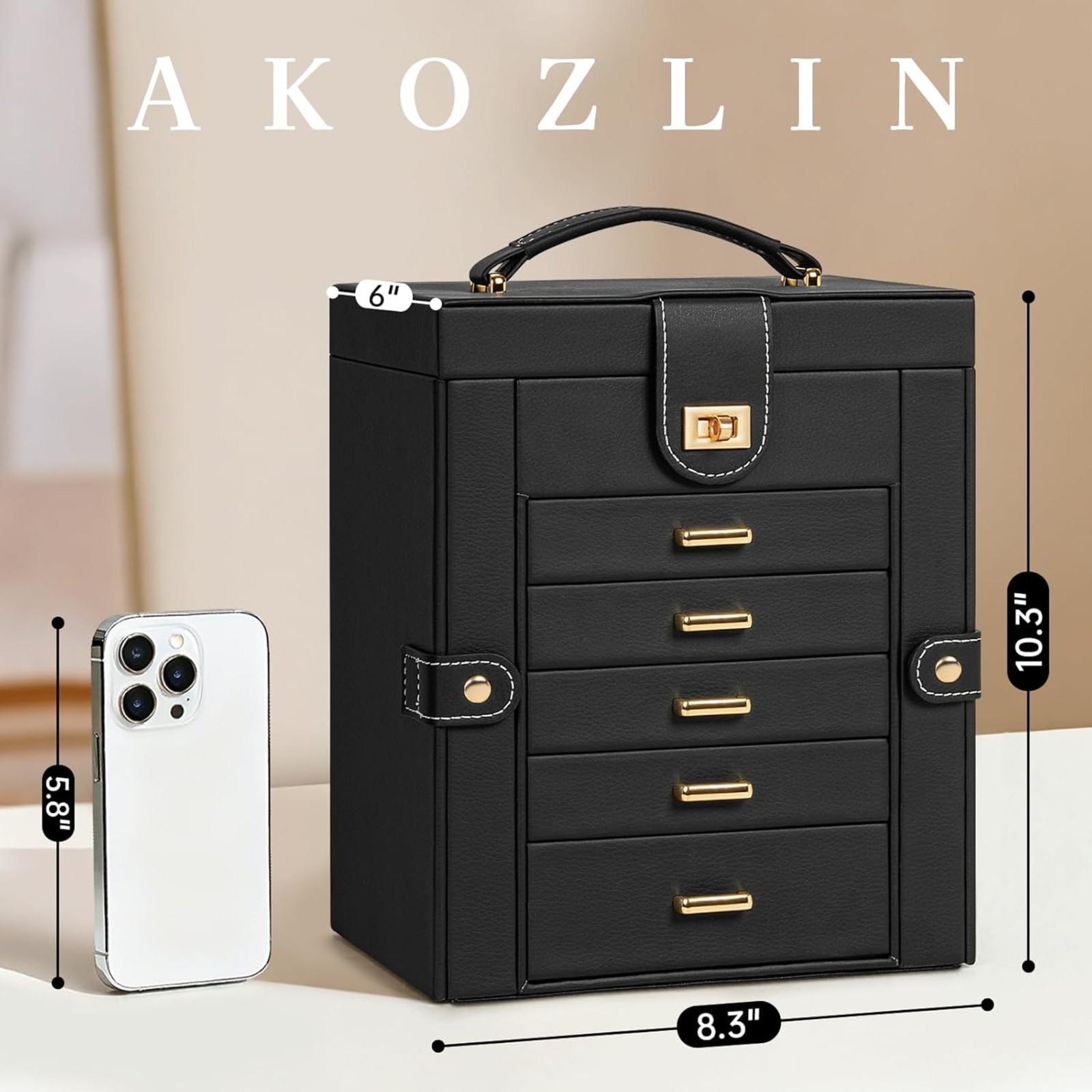 Jewelry Box Organizer Functional Leather Jewelry Storage Case for Women Girls