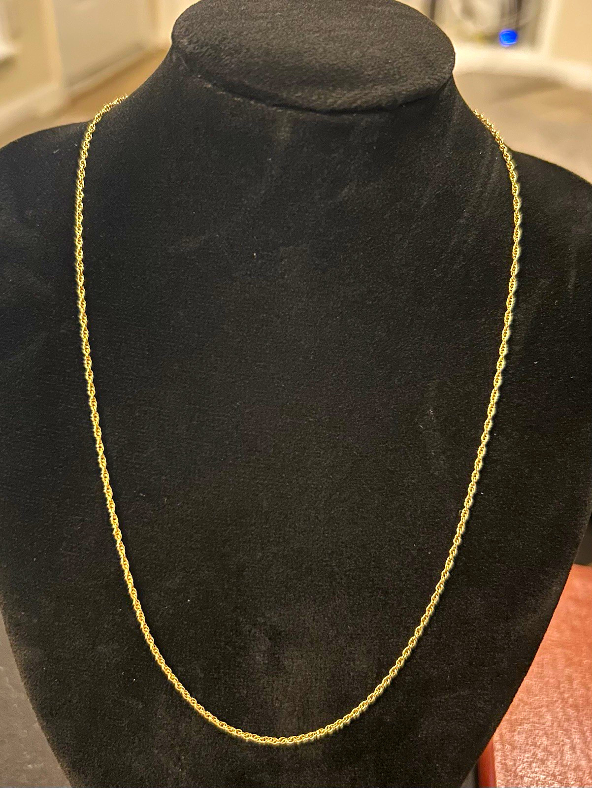 14K Yellow Gold Rope Prince of Wales Chain Necklace 16 inches 1 mm 1.46g