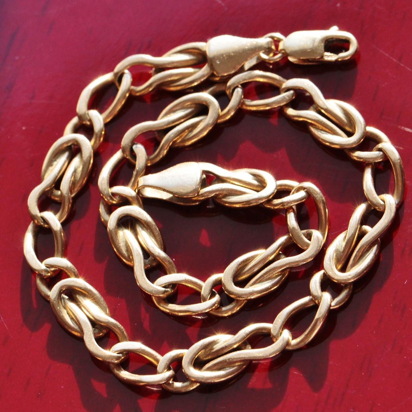 14k yellow gold bracelet Italian 7.62″ diamond cut fancy link chain vintage 7.9g