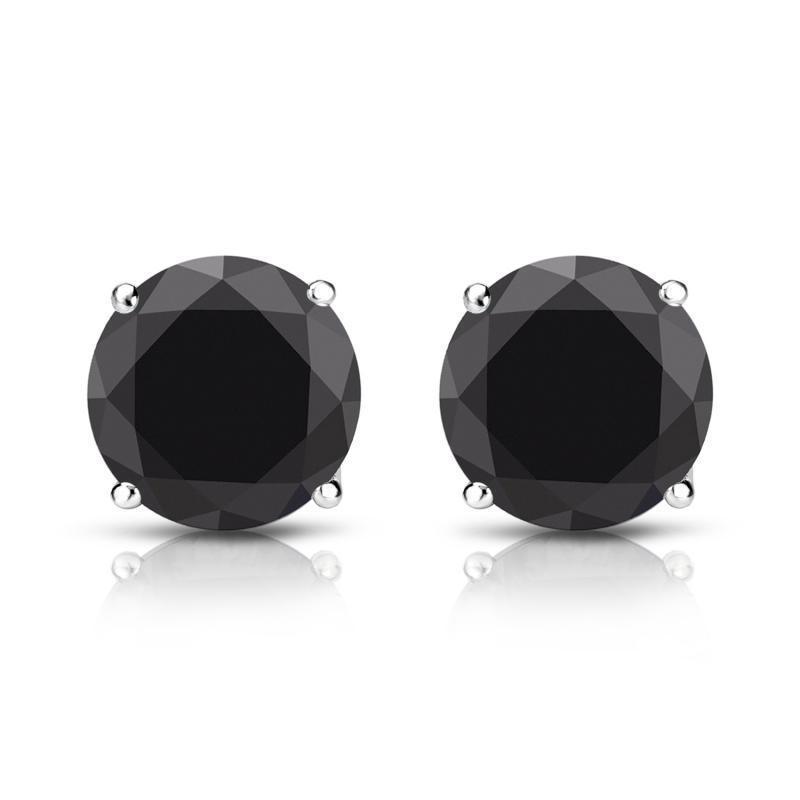 Solid Silver 14K Gold Plated Women Men Stud Earrings Black Simulated Diamond