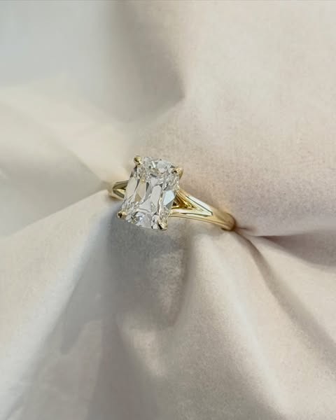 3.59 Ct Cushion Lab Grown Diamond Luxury Engagement Ring Solid 18K Yellow Gold