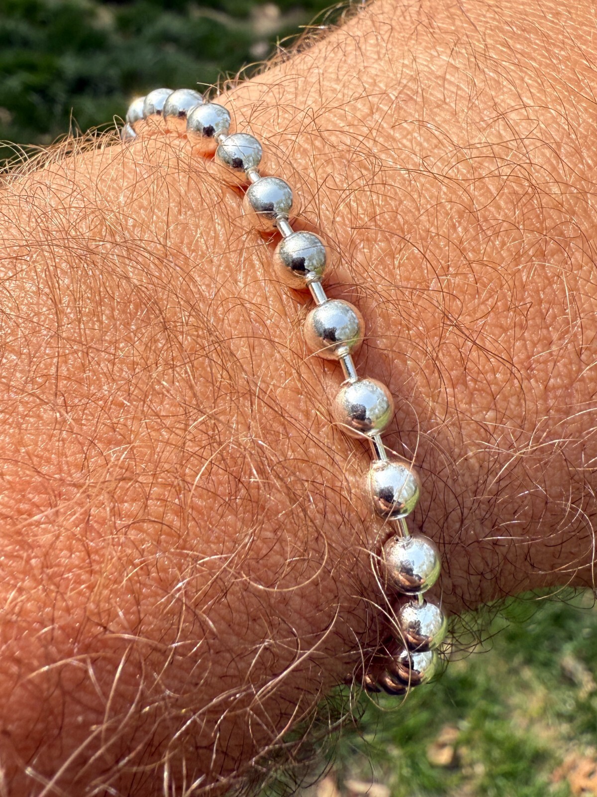 Men’s Solid 925 Sterling Silver Ball Bead Bracelet 5mm Thick Beads – 8″