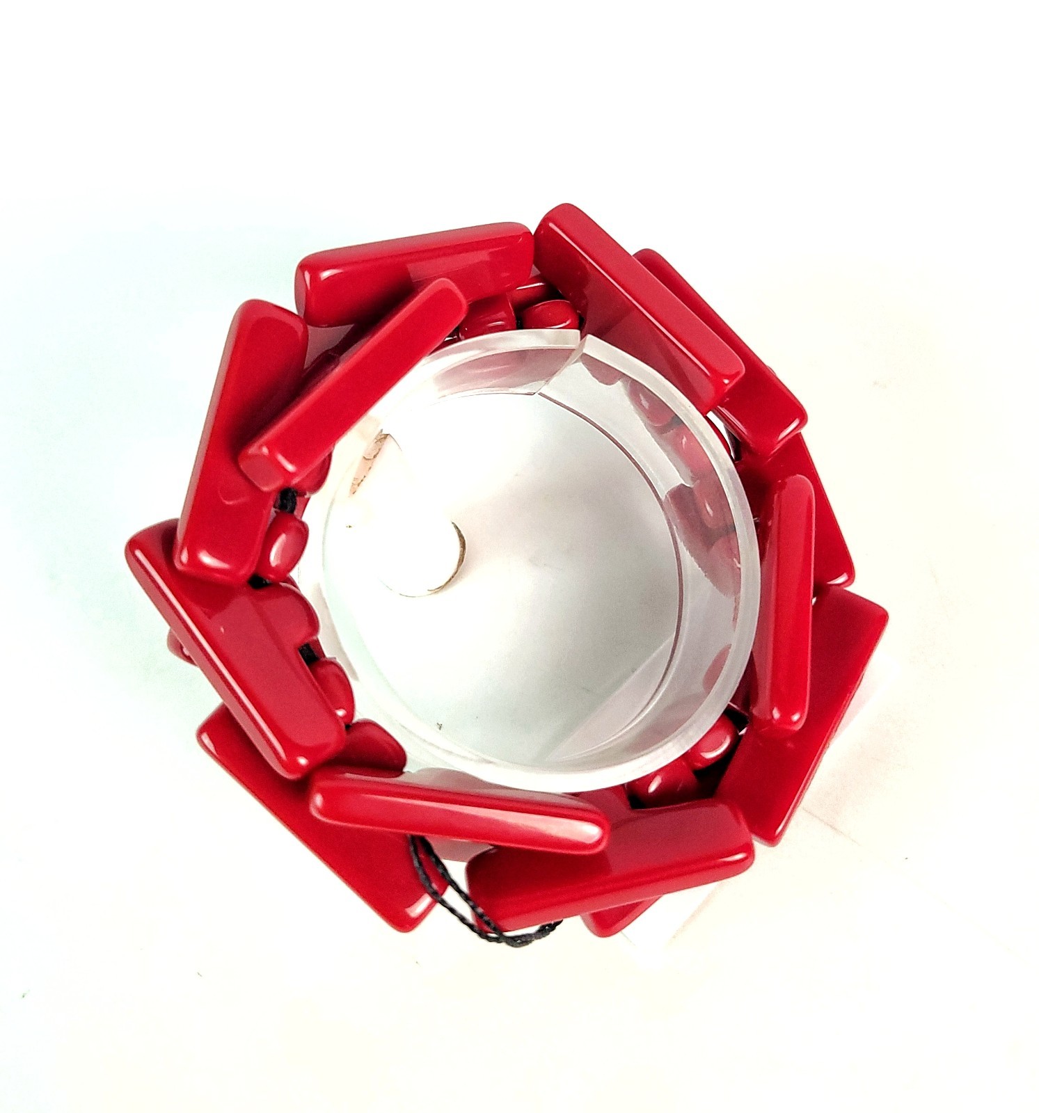 Sobral Neoconcretismo 1WJP Opaque Polished Red Beads Artist Made Stretch Bracele
