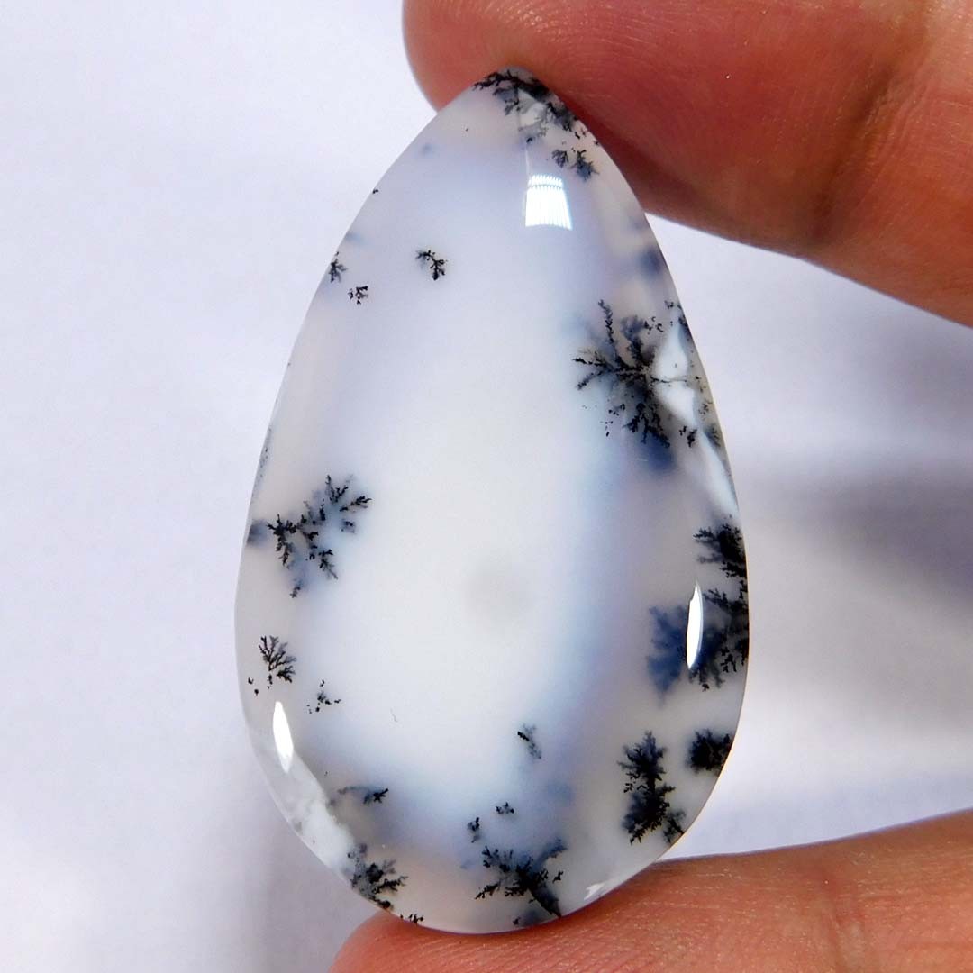 48.75Cts. Natural Gorgeous Dendritic Opal Pear Cabochon Reiki Healing Gemstone